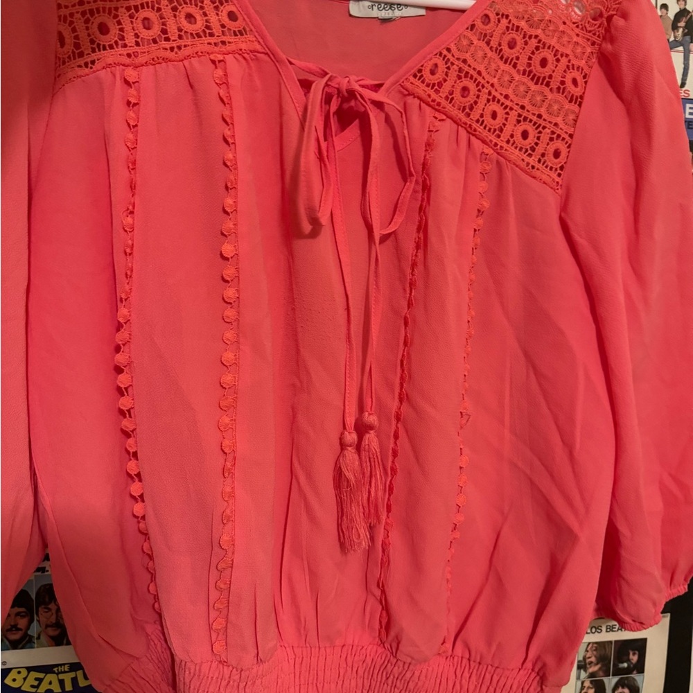 Women's Coral Lace Detail Blouse